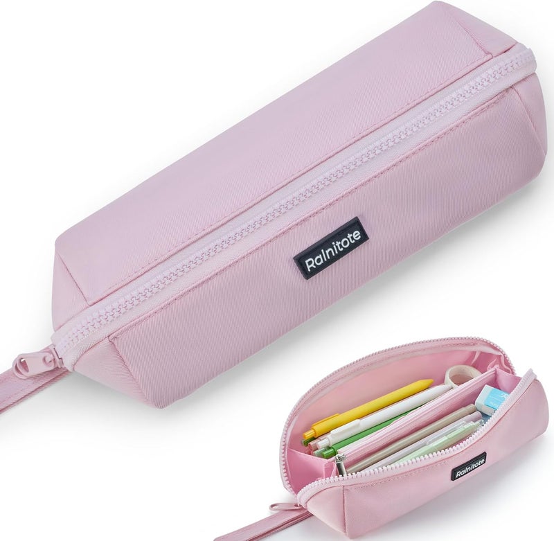 Ralnitote Store Large Pencil Case with 180° Open Design, Big Capacity Pen Bag for Girls & Boys, Aesthetic & Cute Pencil Pouch for School, Office, Makeup & Tech Accessories-Pink - Image 1